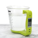 Copo Medidor INTELIGENTE 3 em 1  a bateria, Mede Peso, Volume e Temperatura