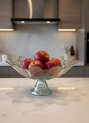 Fruteira de Vidro com Pé em Forma de Flor 40cm