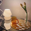 Luminária de mesa de Vidro Murano Listrada Estilo Pequeno Cogumelo Com Luzes LED 3 cores
