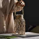 Vaso decorativo de vidro rústico pendurado feito com corda de cânhamo artística