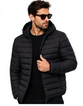 Jaqueta Puffer Masculina Capuz Inverno -Impermeável Preta™